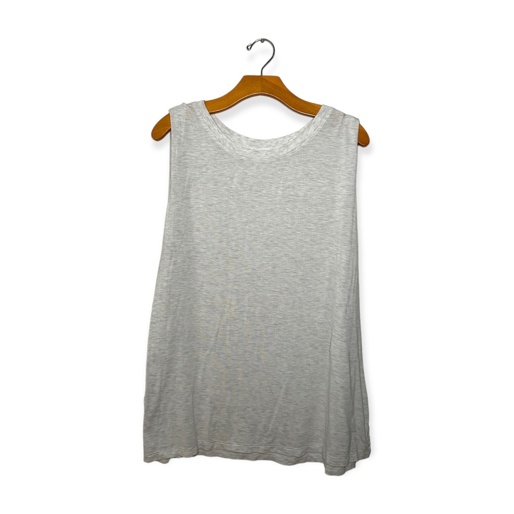 Fabletics Women’s Muscle Tee Shirt Crewneck Side Slit Tank Gray Size 2X